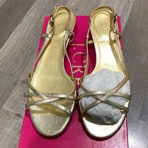 J Crew Gold Lucie Kitten Heels